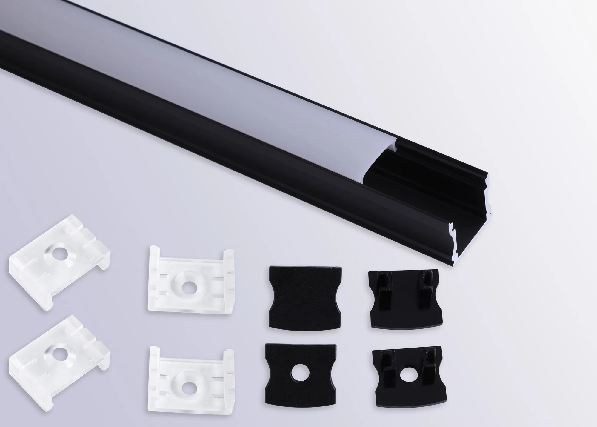 Tiras 2m, 17 x 15.3mm Black Aluminium Profile With Diffuser And Accessories M7393  Mantra Fusion Tiras LED Profile